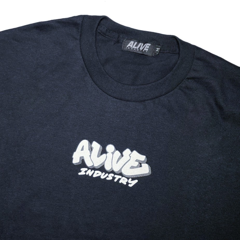 ALIVE INDUSTRY - THROW UP LOGO TEE BLACK