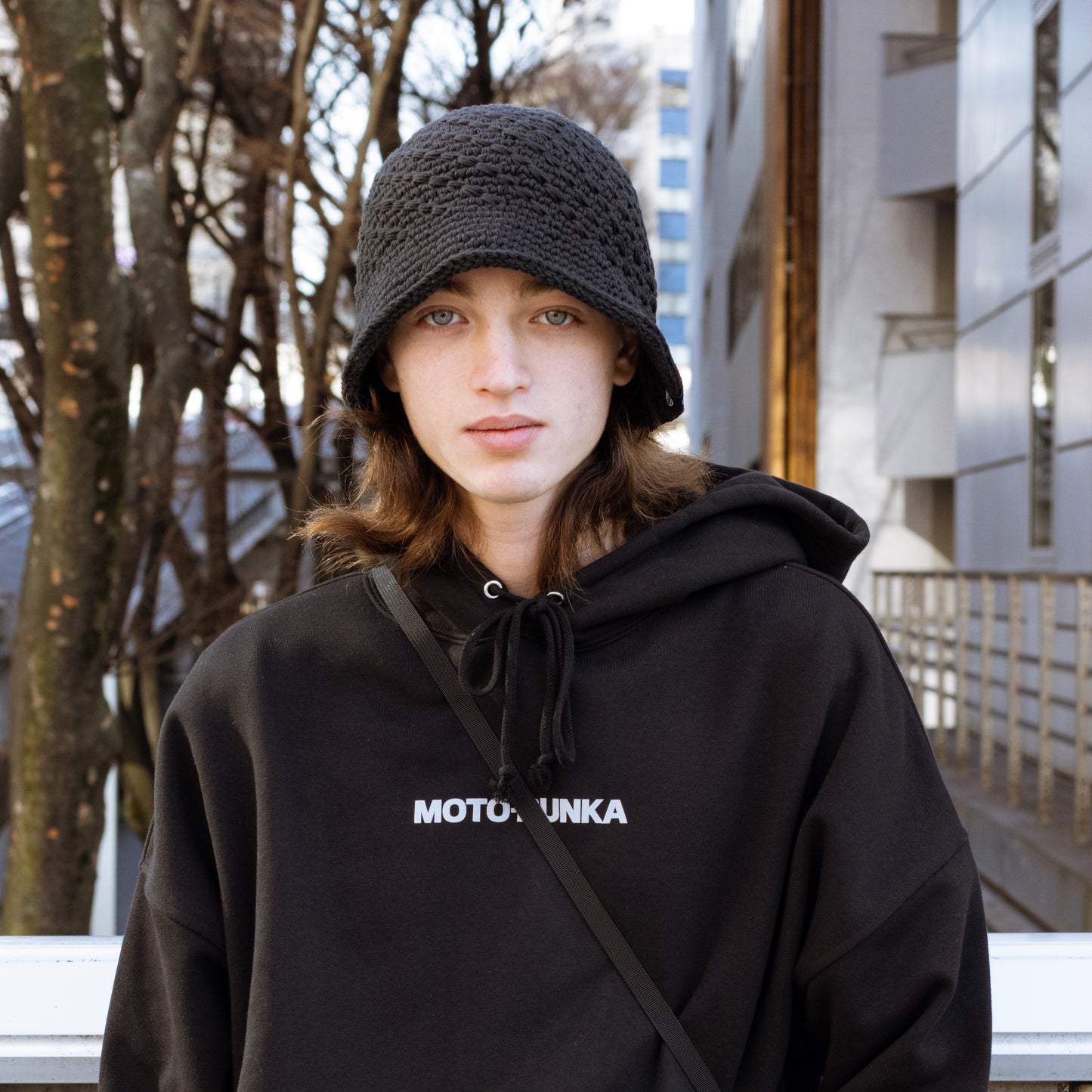 MOTOBUNKA - KNIT CROCHET HAT BLACK