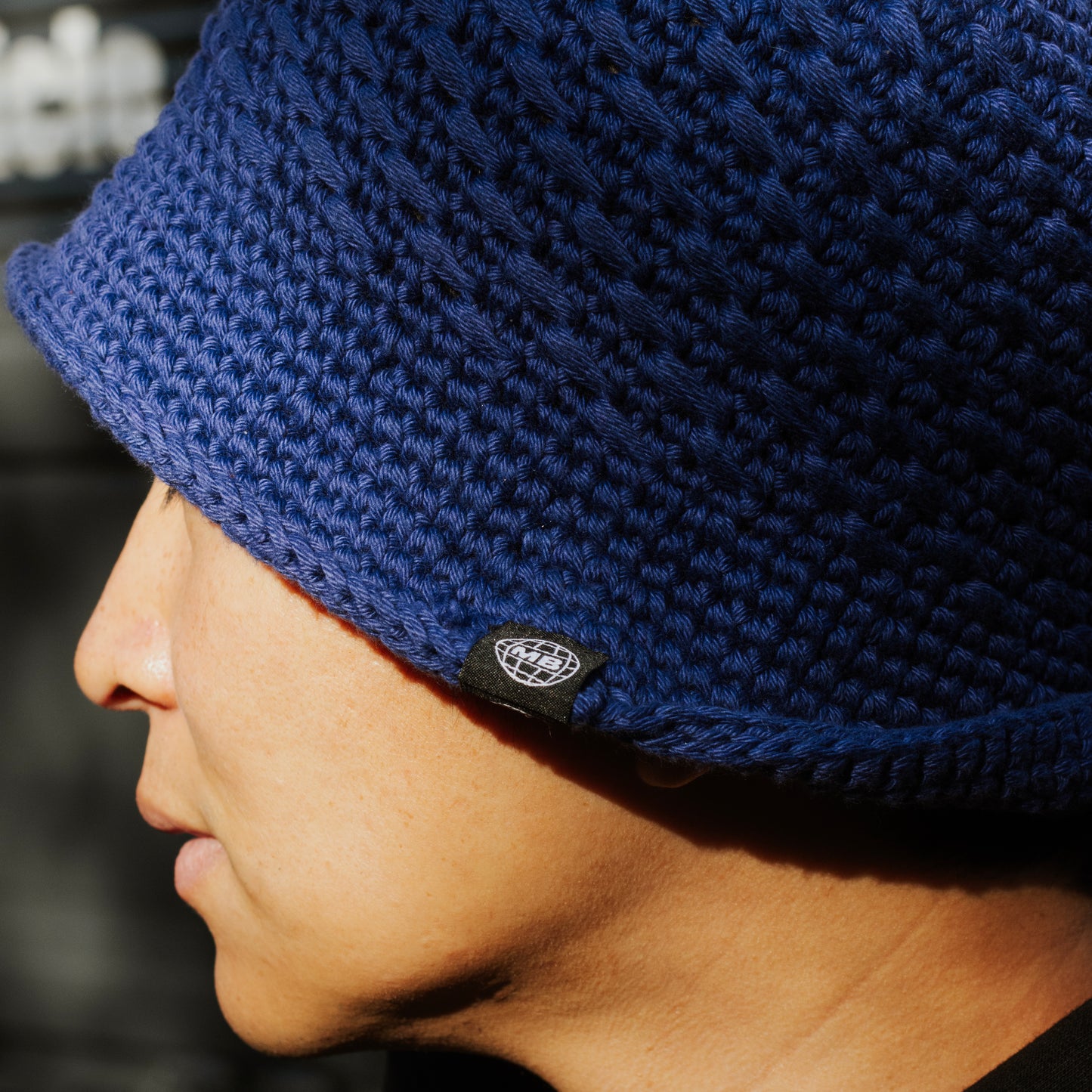 MOTOBUNKA - KNIT CHROCET HAT BLUE